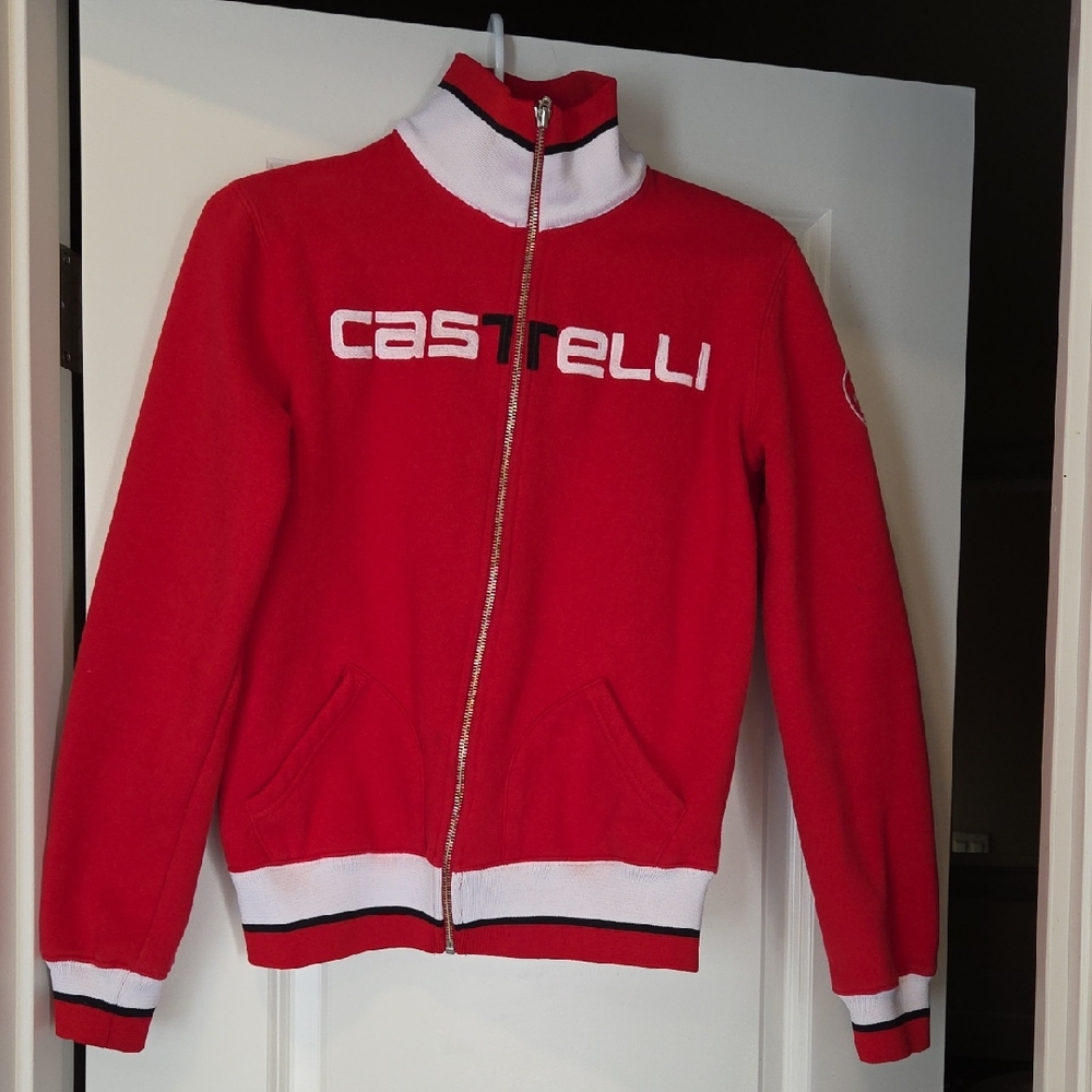 Castelli Red Bomber Jacket with White Trim